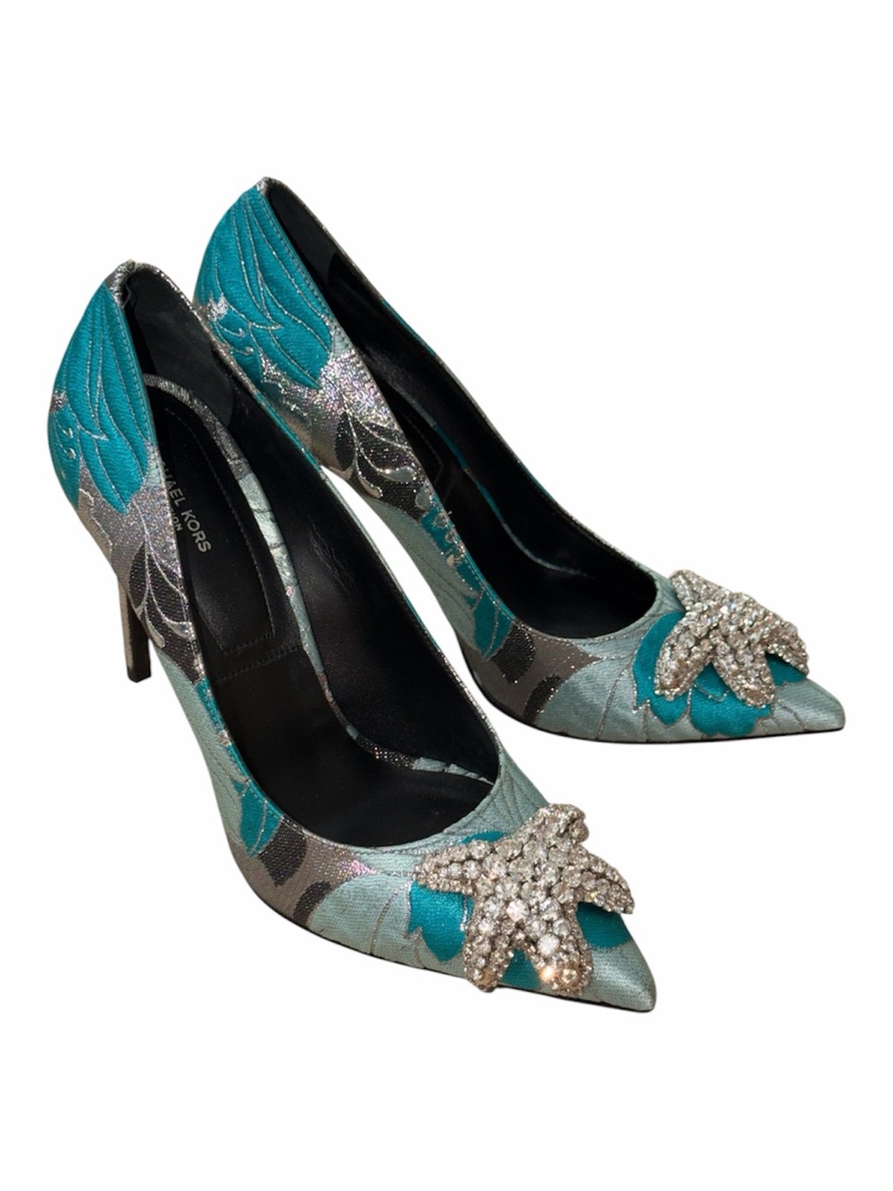Michael Kors Collection Gretel Runway Embellished Floral Brocade Pumps